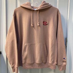 Champion x KNC Beauty Hoodie Reverse Weave Pink Salmon Cherry Logo Size 1X